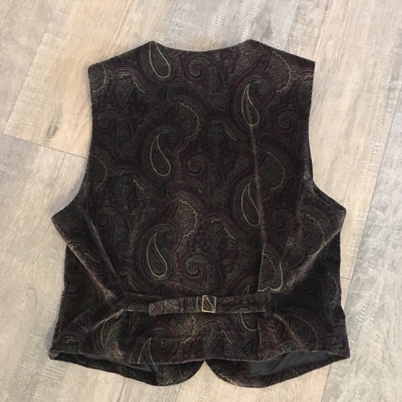 Vintage 90’s Lizsport Velvet Paisley Vest Size 8 - Picture 7 of 10
